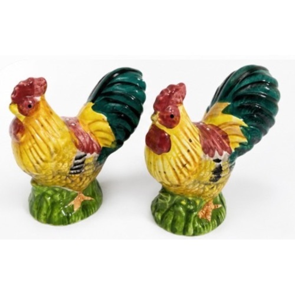 Vintage Ceramic Rooster Salt and Pepper Shakers Farmhouse Decor Set